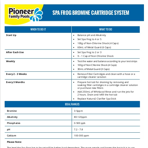 How To Balance Spa Frog Bromine Cartridge
